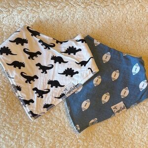 Copper Pearl Dinosaur and Football Print Bandana Bibs